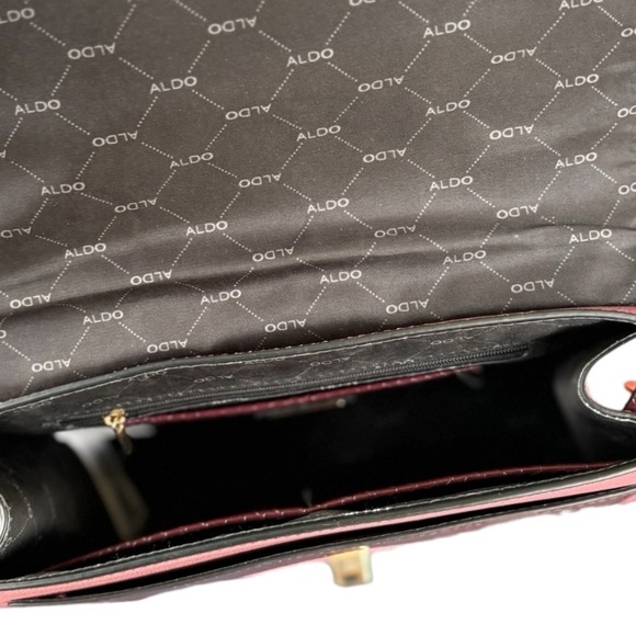 Aldo Burgundy Wine Leather Bag Structured Top Handle / Shoulder Bag / Crossbody - Picture 16 of 16